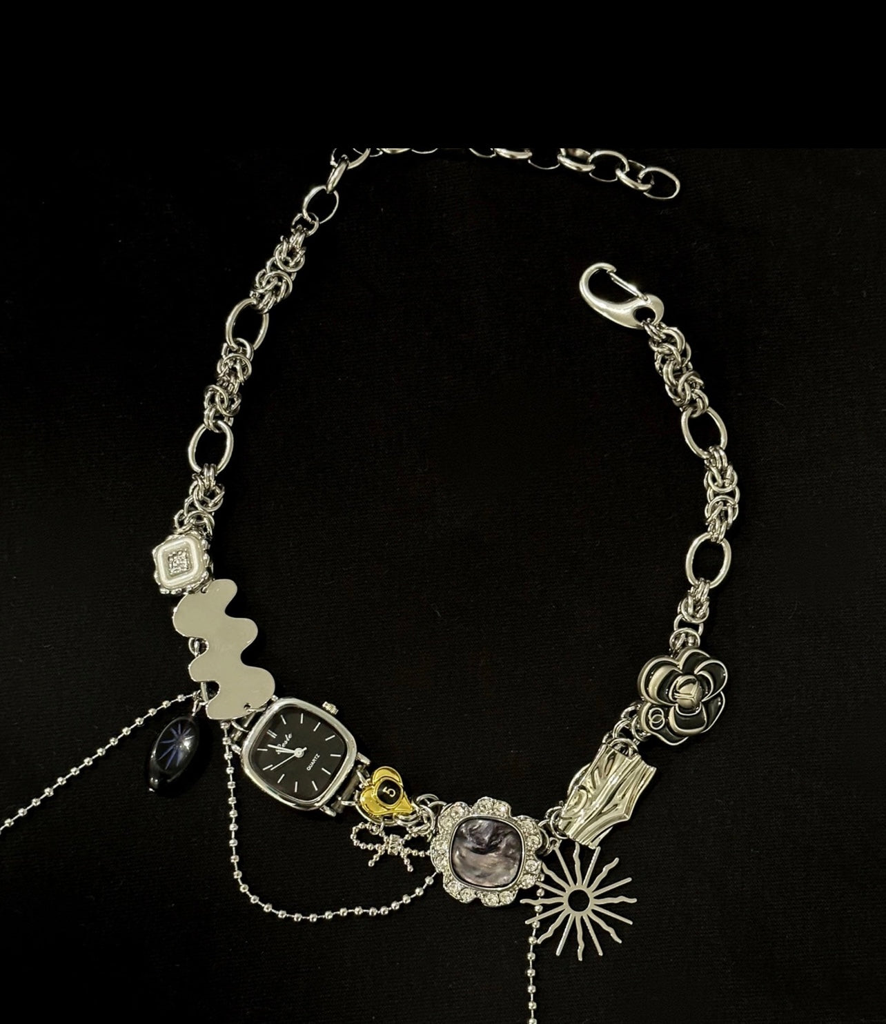 Mixed Charm time piece necklace