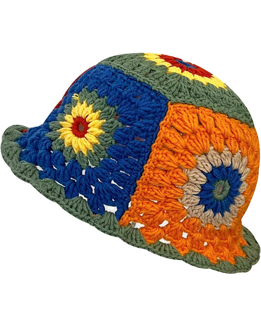 Floral crochet bucket hat