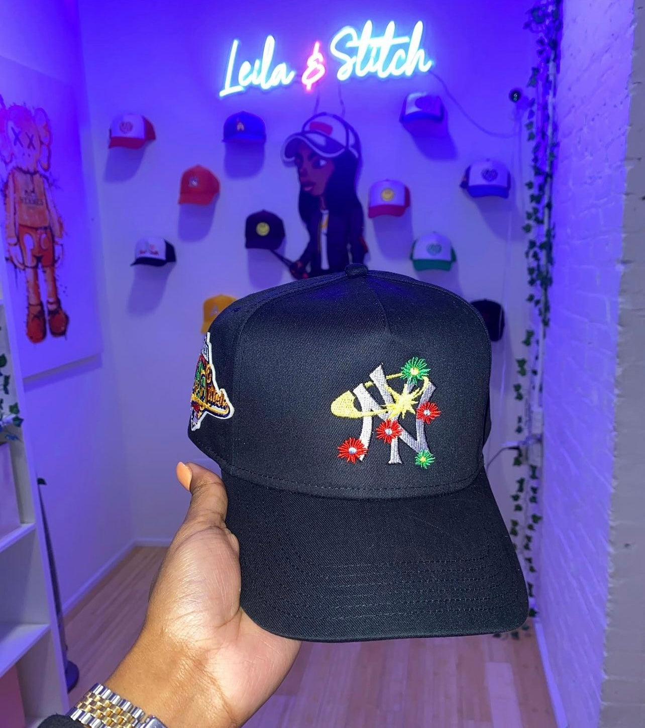 Floral NY hat