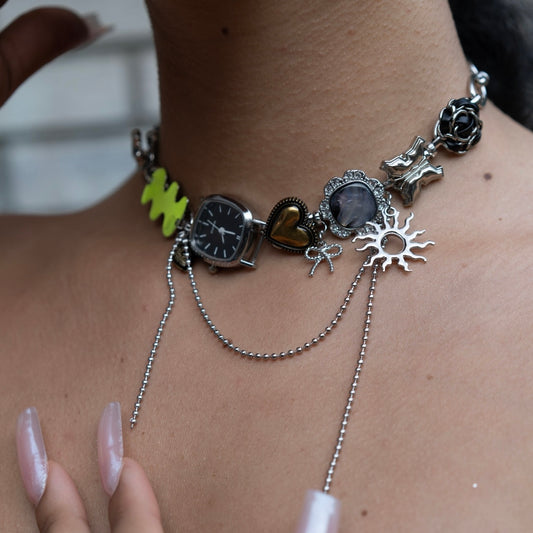 Mixed Charm time piece necklace