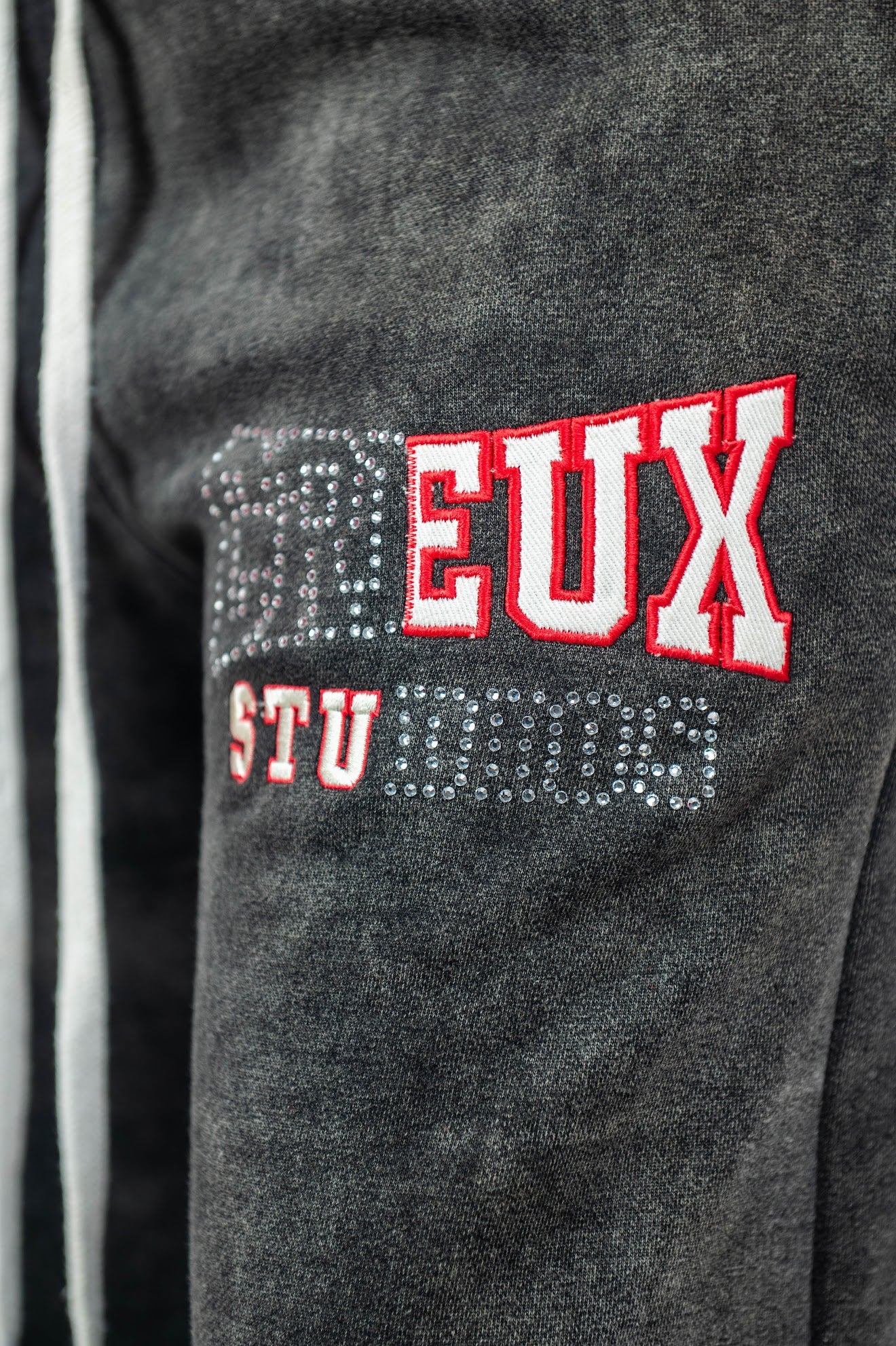 CREUX Signature Rhinestone Skull Tracksuit – Ash Black