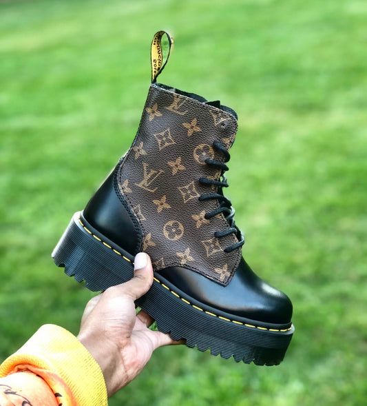 Brown monogram Dr martens