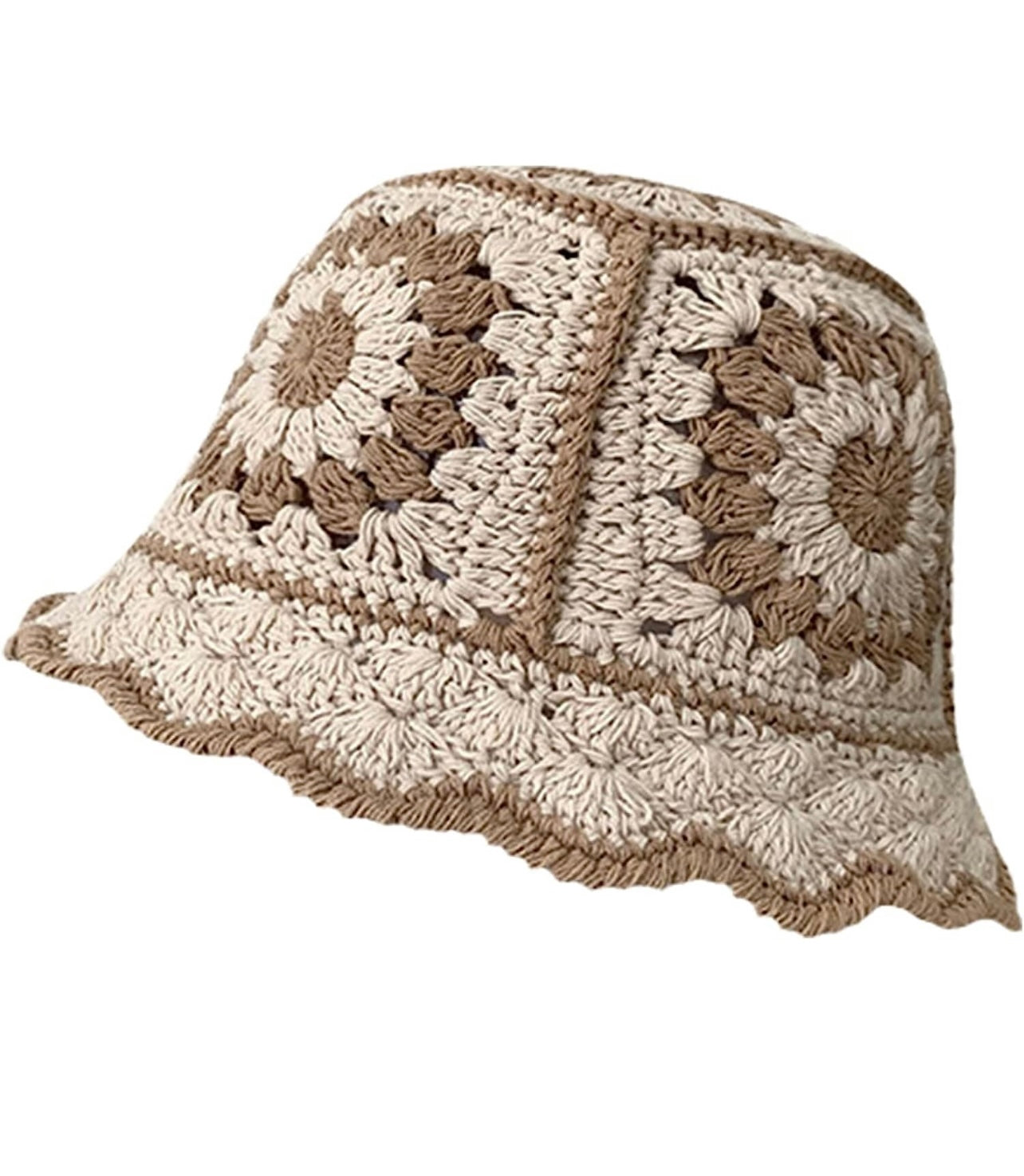 Cream floral bucket hat