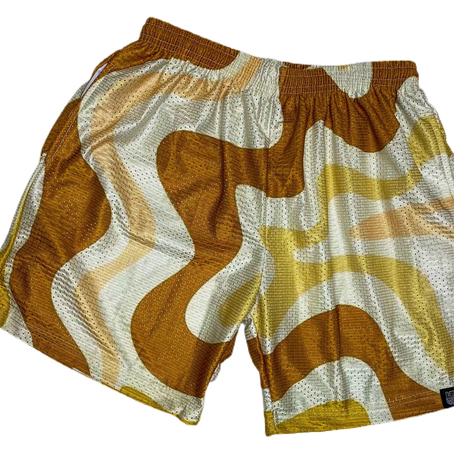 Leilaandstitch “Cream Swirls” Mesh Shorts