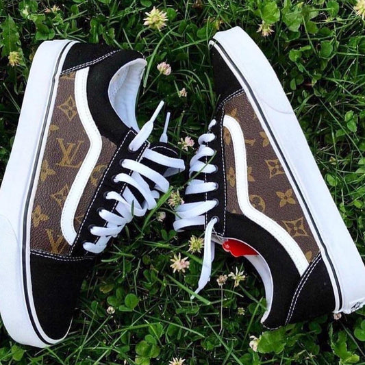 Brown monogram vans