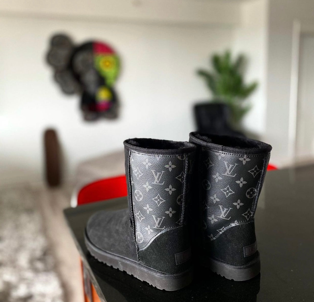 Custom Black monogram uggs