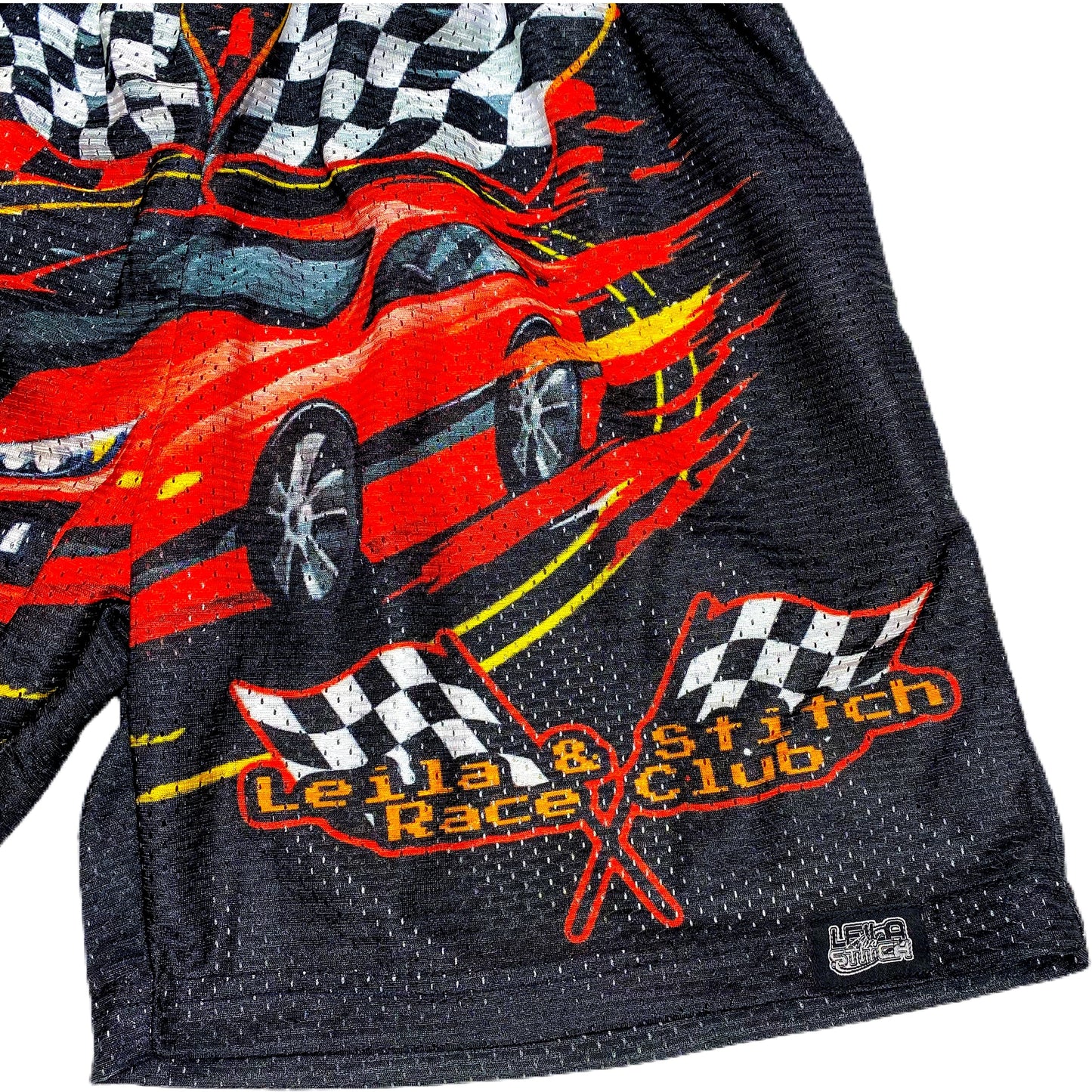 Leilaandstitch “Race Club” Mesh Shorts