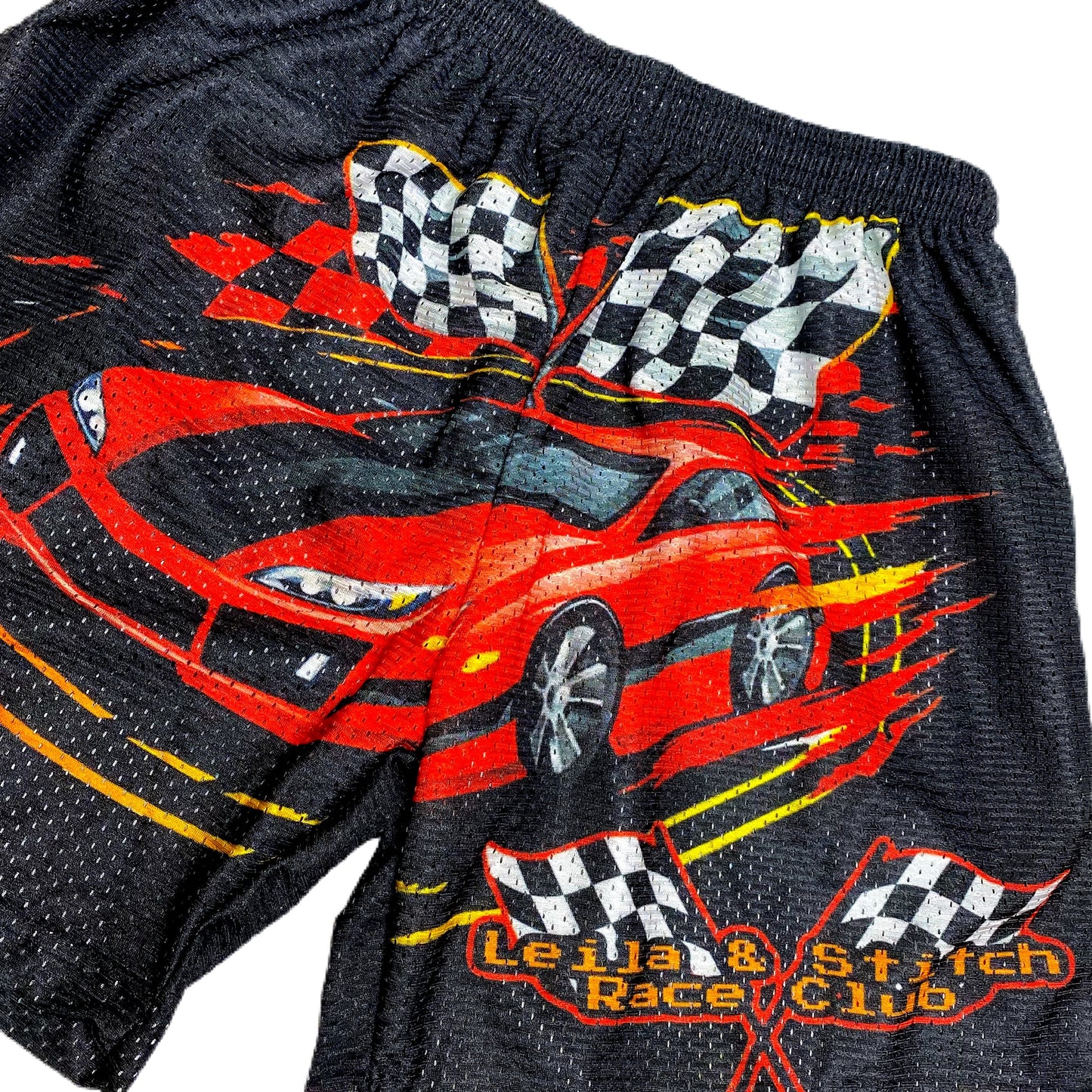 Leilaandstitch “Race Club” Mesh Shorts